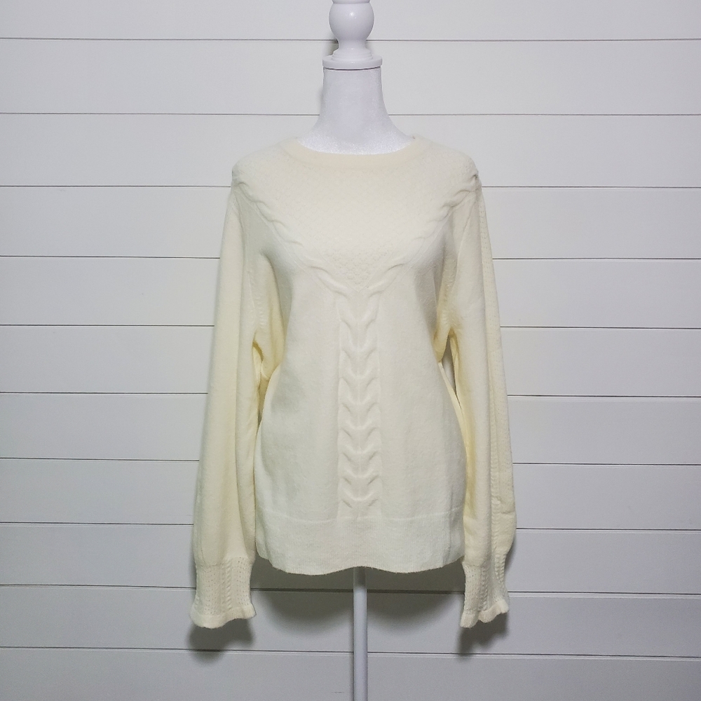 Talbots Women's‎ Off White Pullover Sweater Cable Knit. Size: XL